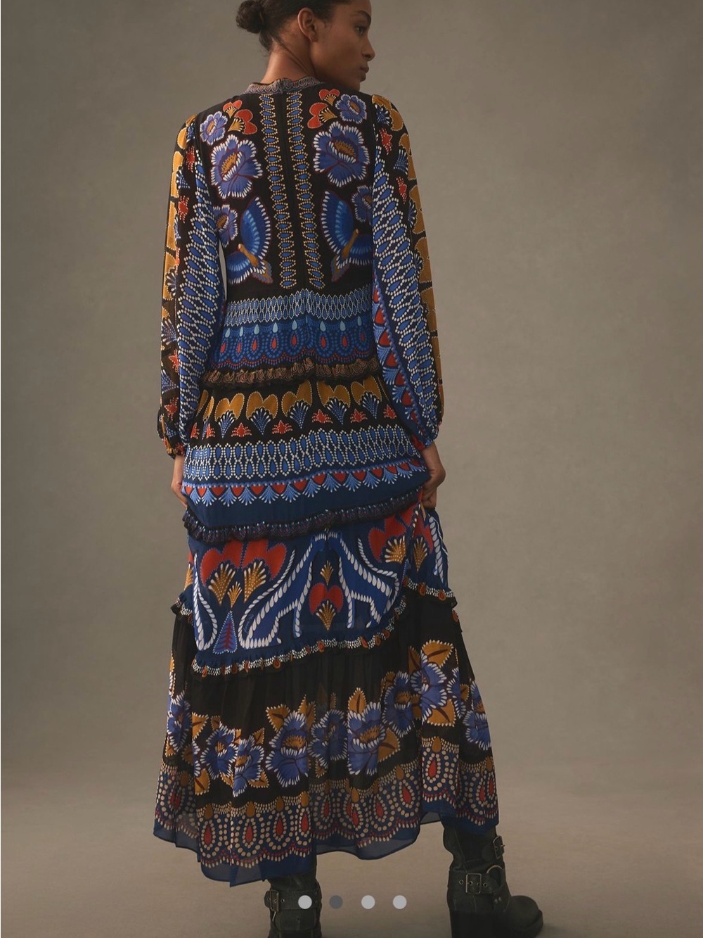 FARM Rio Black, Blue and Mustard Printed Maxi Dress - Picture 9 of 10